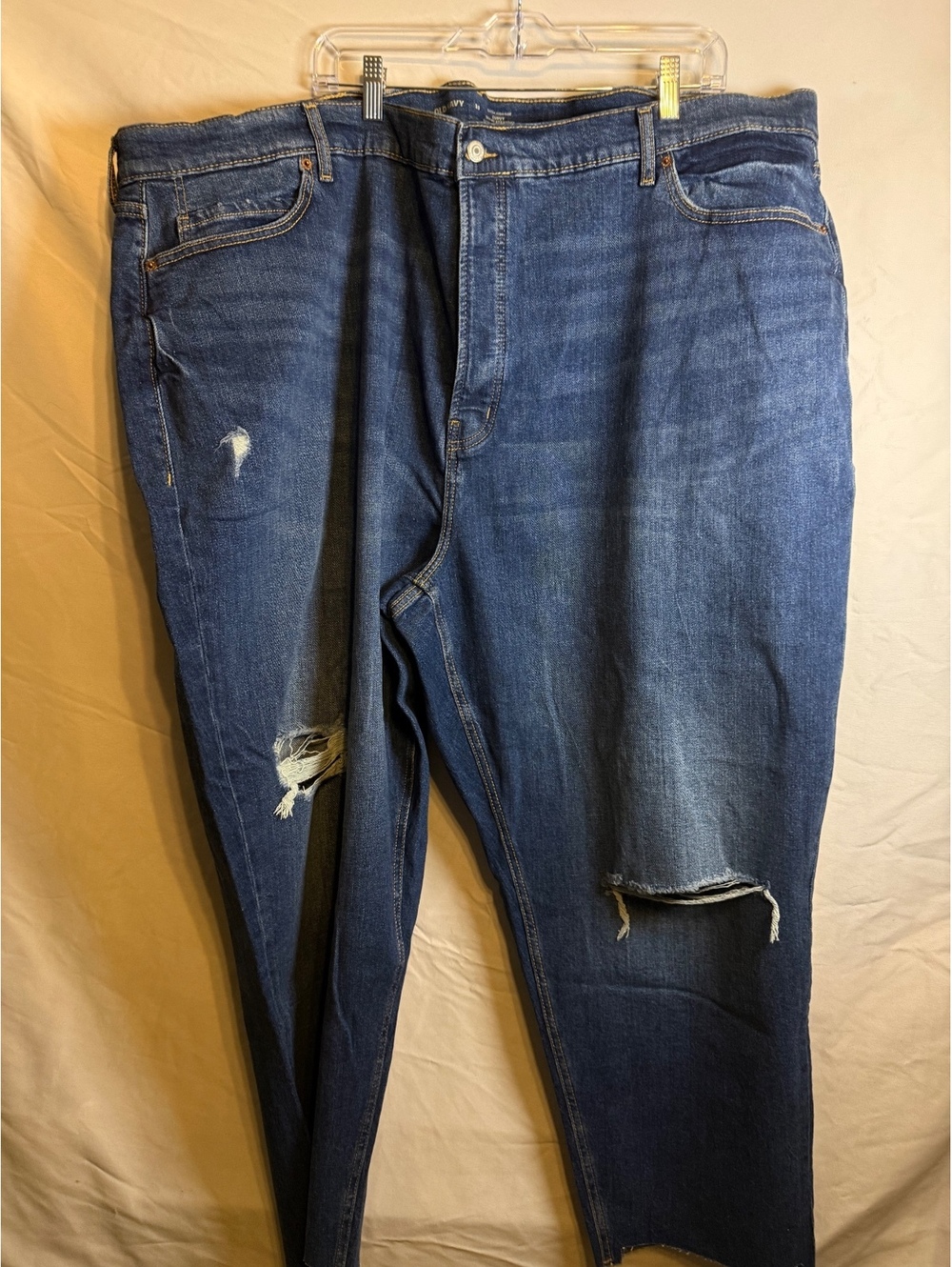 Old Navy Extra High Rise Sky Hi Straight Distressed Blue Jeans Size 30